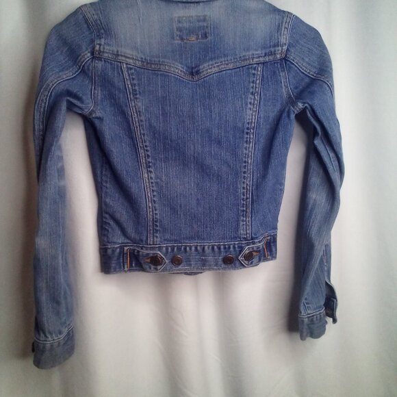 Abercrombie Denim Jacket S Juniors Cropped Button Up Light Wash Blue - Picture 4 of 16